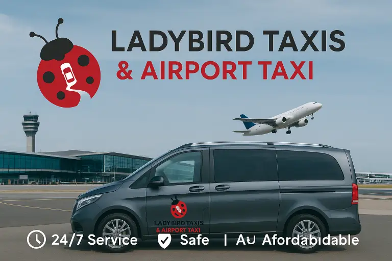 Ladybird Taxis vehicle providing airport transfer service in Camberley, Surrey.
