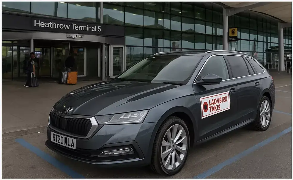 chobham taxi service by ladybird taxis providing professional airport transfer service at Heathrow Terminal 5.