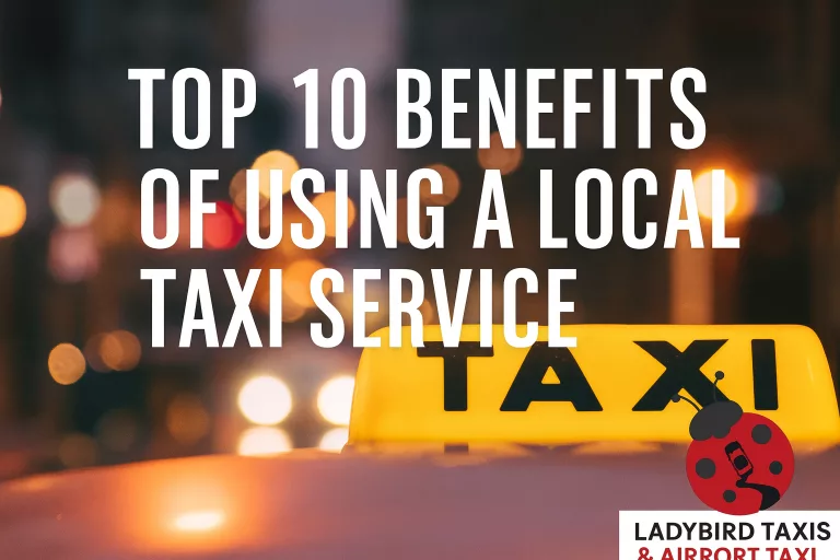 Local Taxi Service - Ladybird Taxis & Airport Taxi logo on taxi background