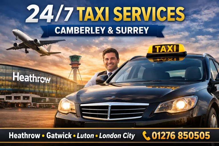 24/7 taxi service in Camberley providing local cab and Heathrow Airport transfers with Ladybird Taxis