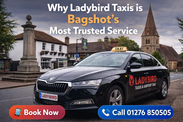 Bagshot Taxi Service by Ladybird Taxis vehicle providing trusted Bagshot taxi service and Heathrow Airport transfers