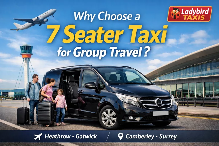 why choose 7 seater taxi for group travel from Camberley to Heathrow Airport
