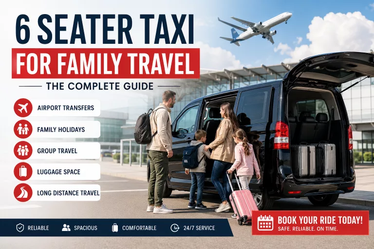 6 seater taxis for family airport travel with luggage at airport terminal