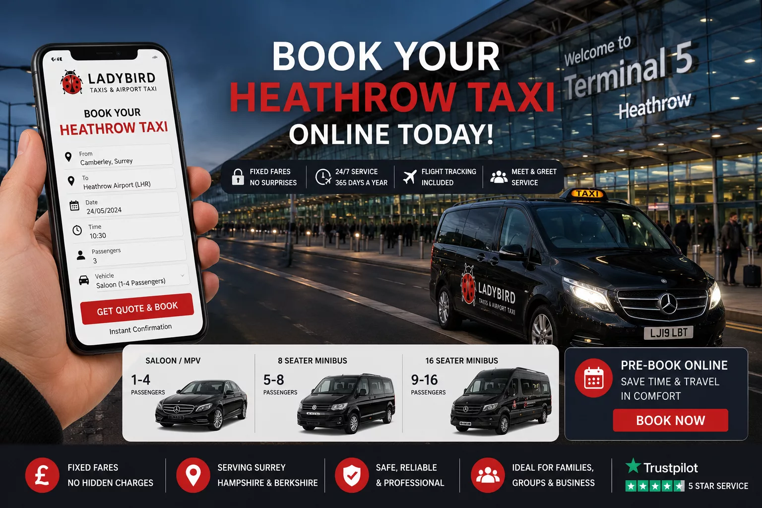 Heathrow Airport Taxi Transfers 6 Book Heathrow Airport taxi online with Ladybird Taxis and Airport Taxi