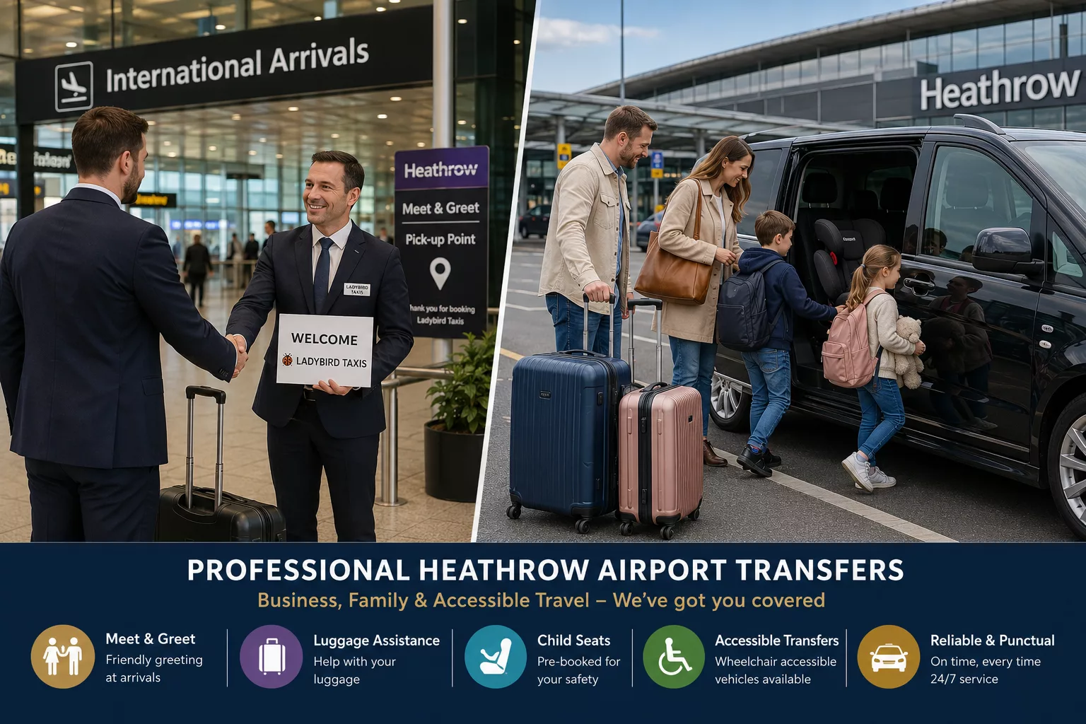 Choosing the Best Taxi to Heathrow 2 Business and family Heathrow airport transfer service with luggage assistance