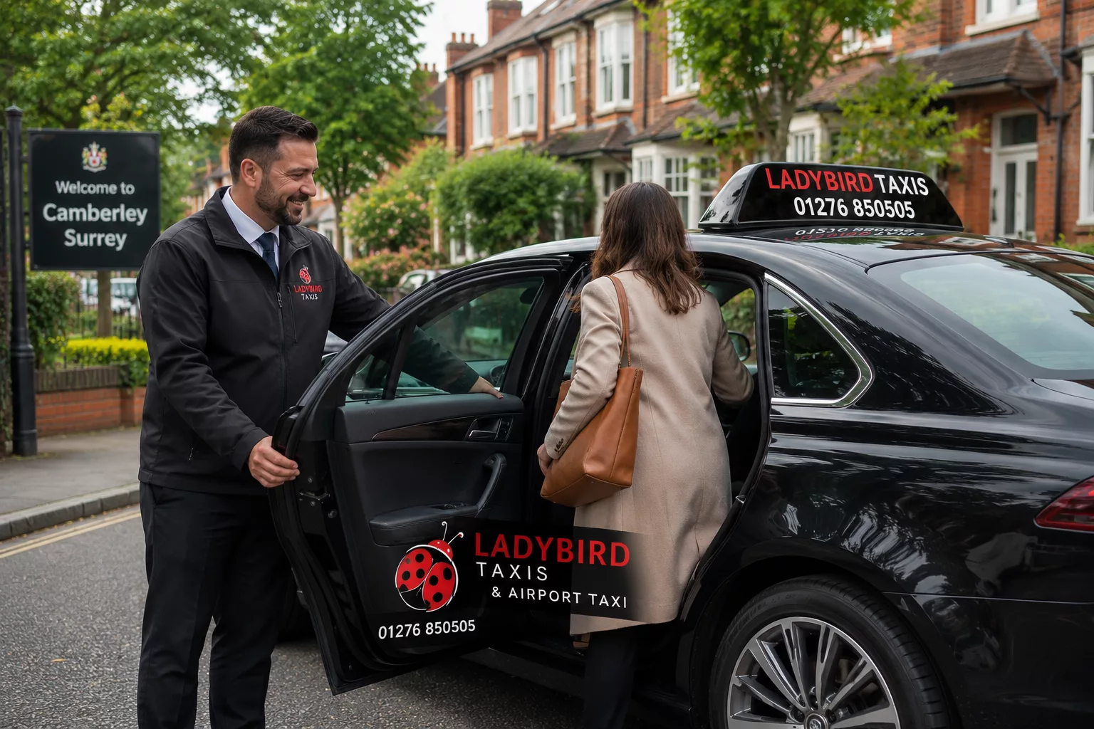 Why More Residents Choose Local Taxi Camberley Surrey for Travel 1 Local taxi driver in Camberley Surrey helping passengers with reliable transportation