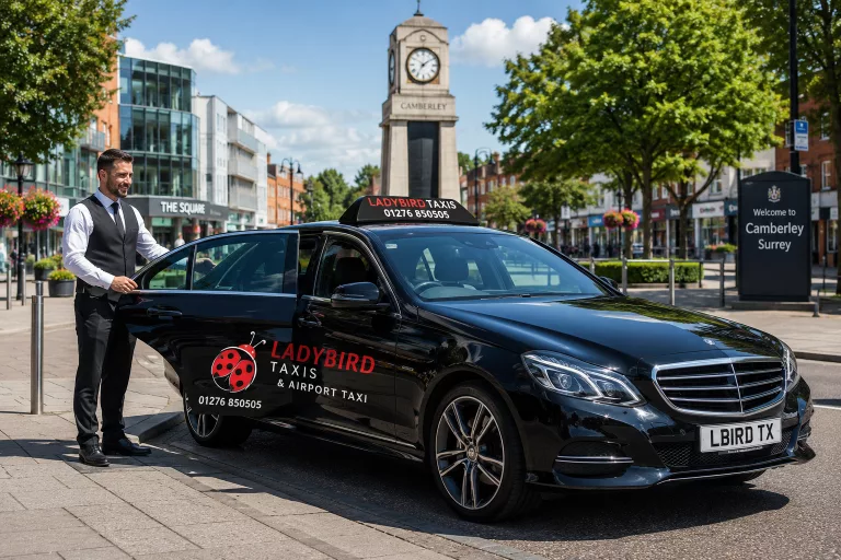 Taxi Camberley Surrey vehicle providing reliable local transport services in Camberley town centre