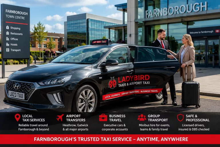 Top taxi companies serving Taxi Farnborough residents with airport transfers and local taxi services