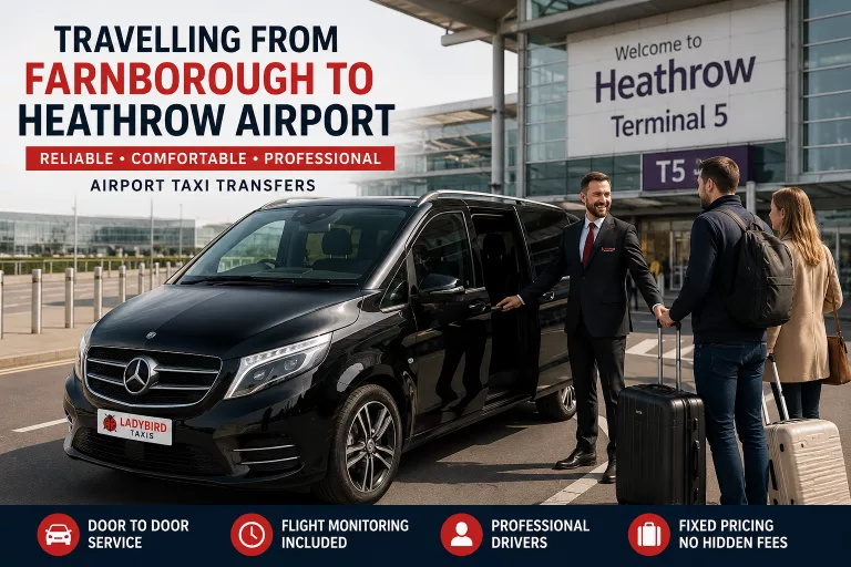 Travelling from Farnborough to Heathrow Airport by airport taxi transfer