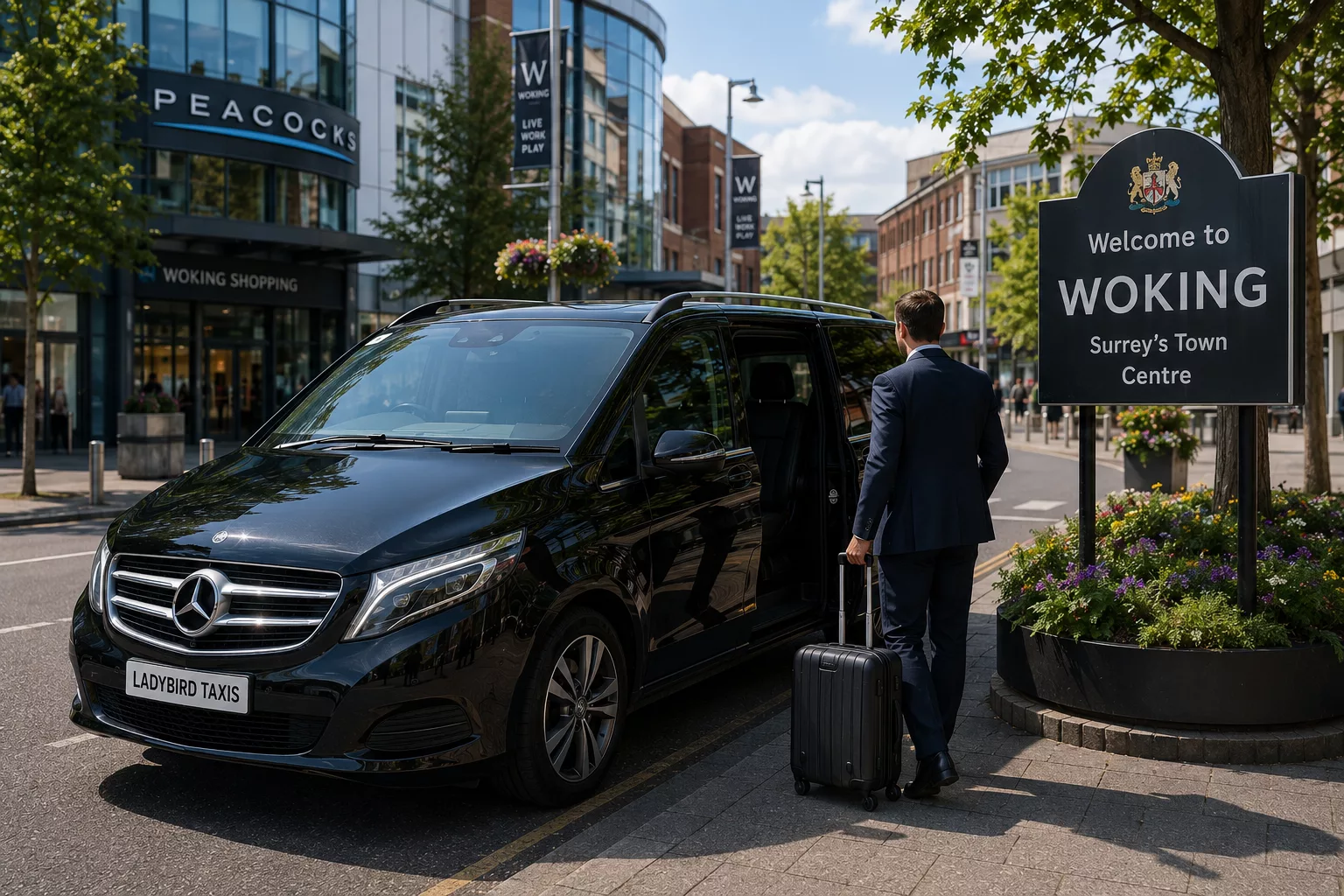 Gatwick to Woking Taxi Service 4 Airport transfer arrival in Woking town centre from Gatwick Airport