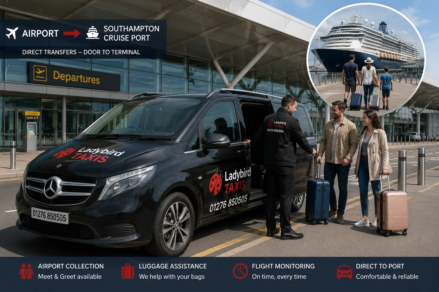 Southampton Cruise Port Transfers 3 Private airport transfer for passengers travelling to Southampton Cruise Port