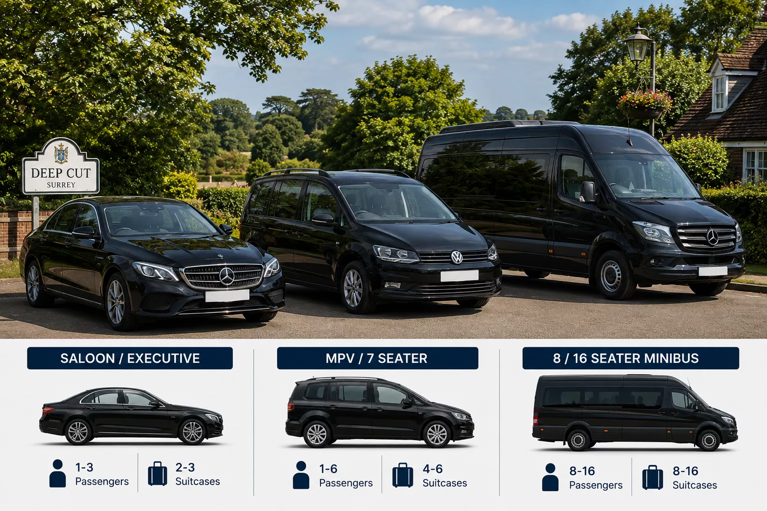 Taxi from Deepcut to London - Pricing & Booking 3 Taxi and minibus vehicle options for Deepcut to London journeys