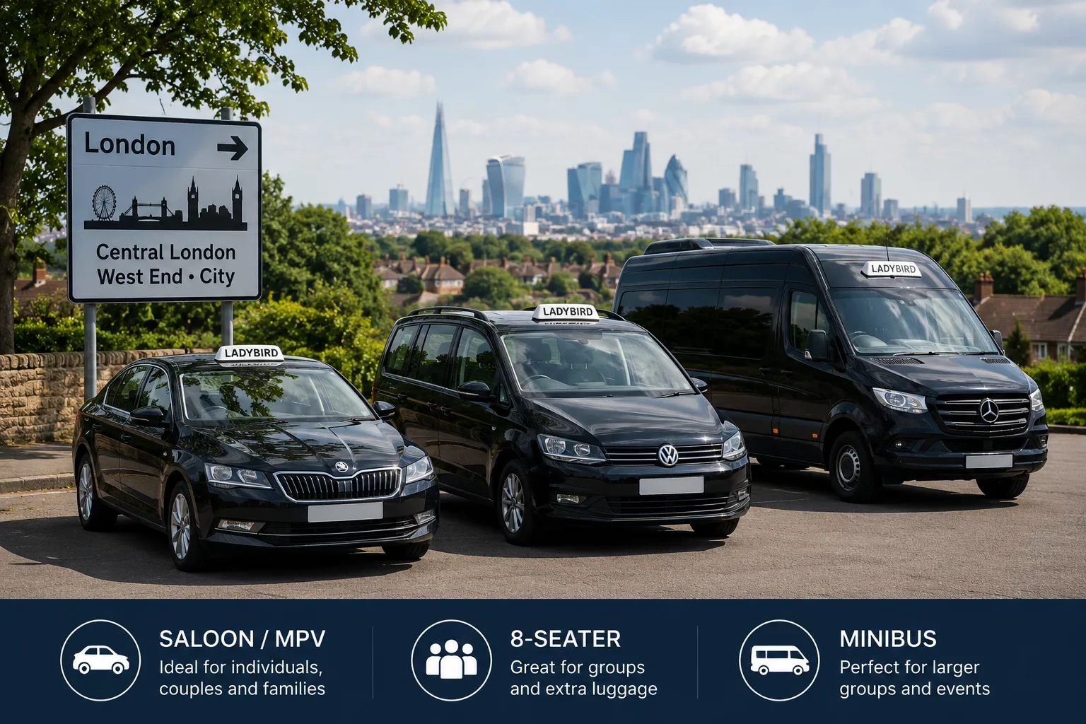 Taxi from Deepcut to London - Pricing & Booking 1 Deepcut to London taxi pricing for saloon, MPV and group vehicles
