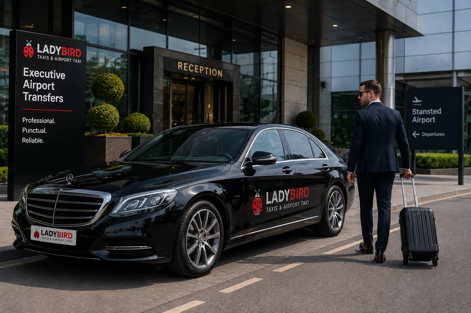 Stansted to Chobham Taxi Service 4 Executive taxi for corporate travel between Stansted Airport and Chobham