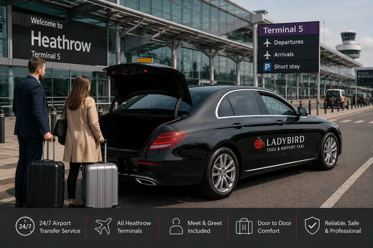 Heathrow to Aldershot taxi service with private airport transfer vehicle