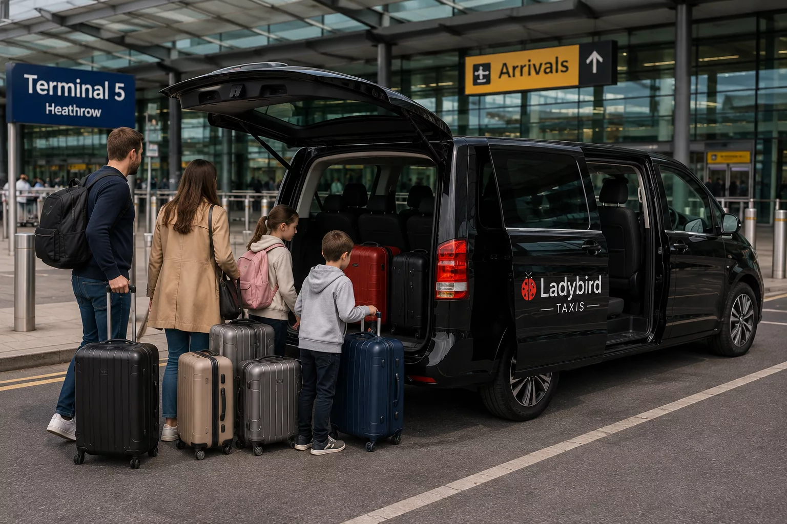 Heathrow to Bisley Taxi Service 3 Heathrow to Bisley minibus taxi for families and group airport transfers