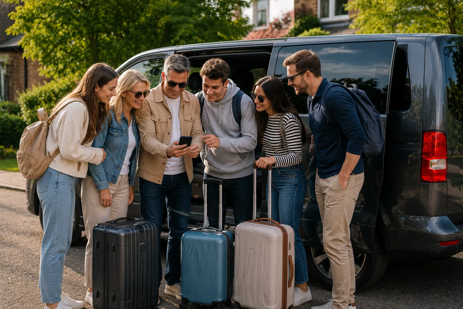 Why Minibus Airport Transfers Save you Money for Group Travel 2 Friends sharing the cost of a minibus airport transfer