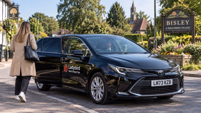 Affordable local taxi in Bisley ready for a passenger pickup