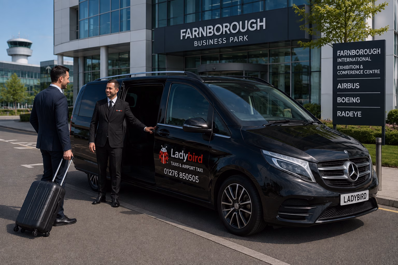 Luton Airport to Farnborough Taxi Service 4 Executive taxi arriving in Farnborough after a Luton Airport transfer