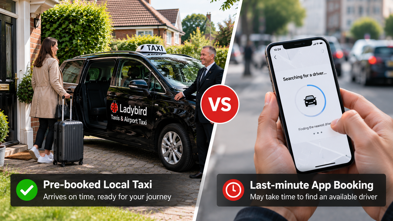 Taxi vs Ride Hailing Apps: Which Is Better for Local Travel? 1 Pre-booked local taxi compared with last-minute ride-hailing app booking