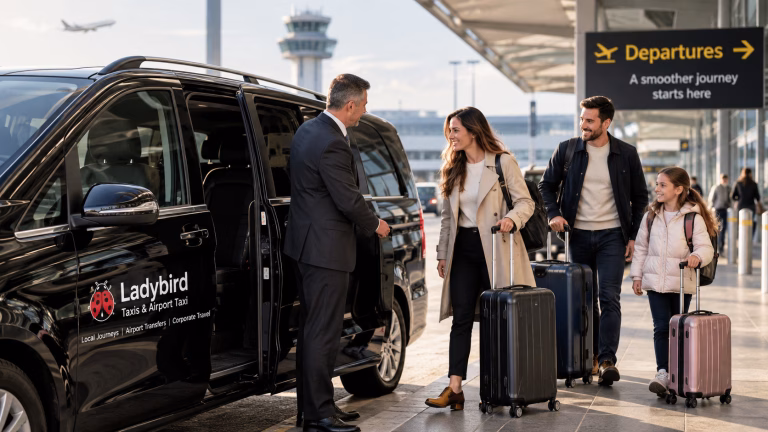 Stress-free airport taxi transfer with passengers and luggage